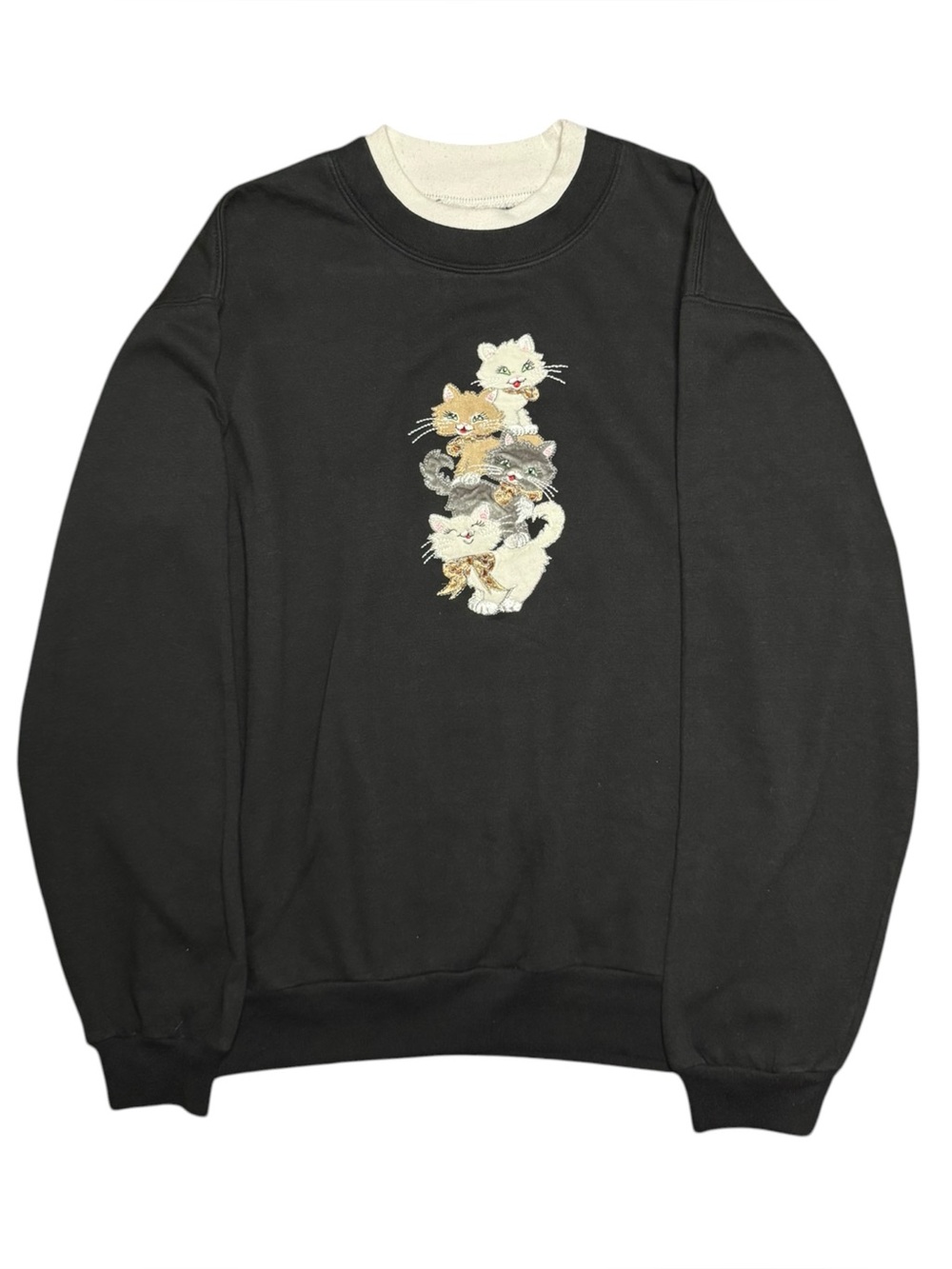 Decorated Originals Embroidered Stacked Kittens Fall Sweater